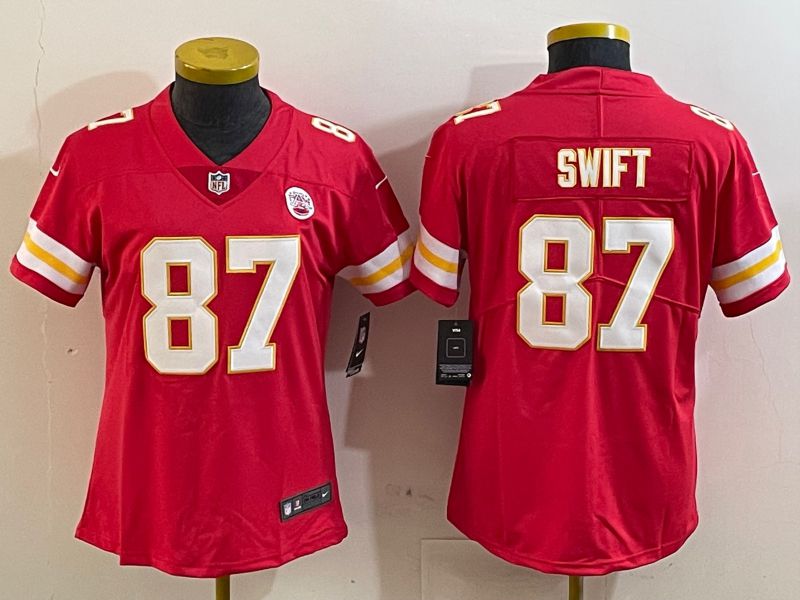 Youth Kansas City Chiefs 87 Swift Red 2025 Nike Vapor Limited NFL Jersey style 4